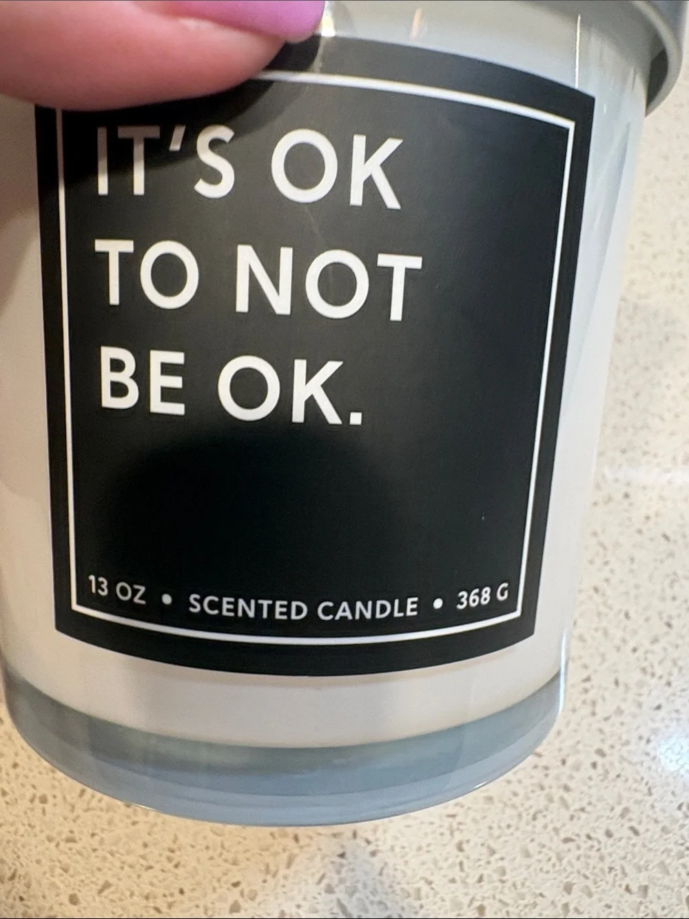 White & Black 'It's Ok To Not Be Ok' Scented Candle -